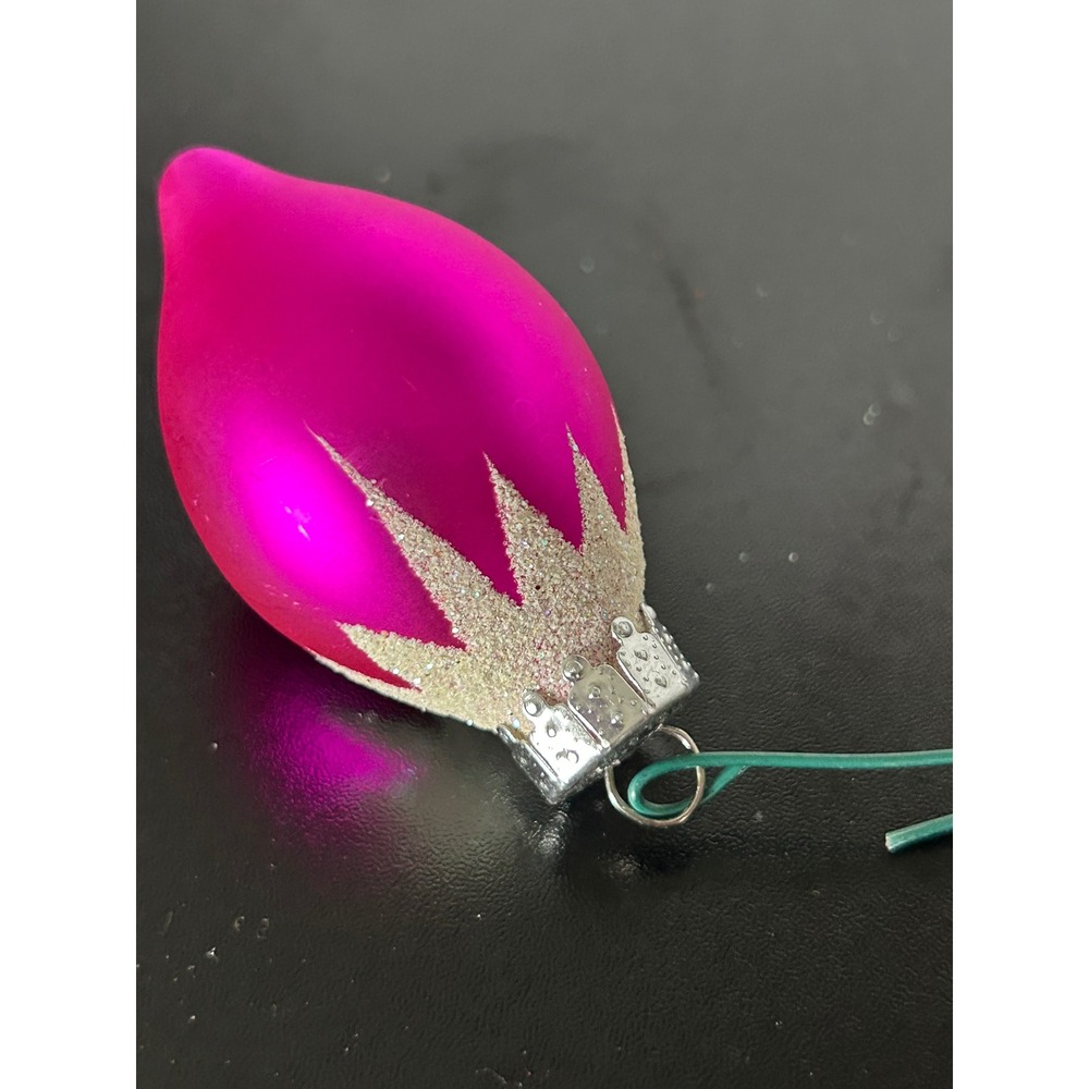 Christmas Ornament Christmas Pink Glitter Starburst Teardrop Glass Collectible